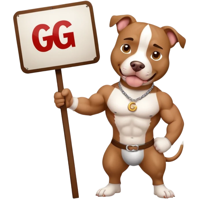 Pitbull with a GG's sign emoji
