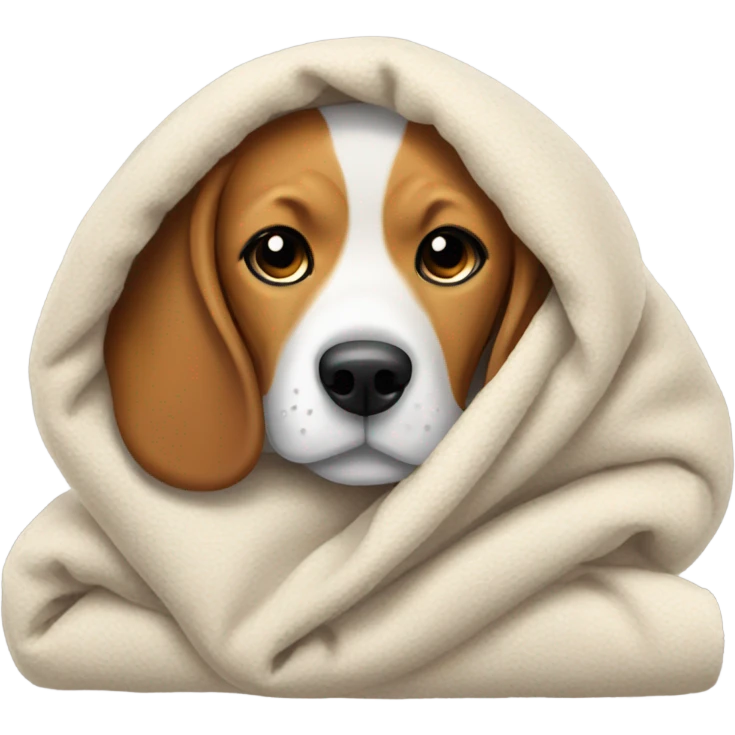 Beagle under warm cozy blanket emoji