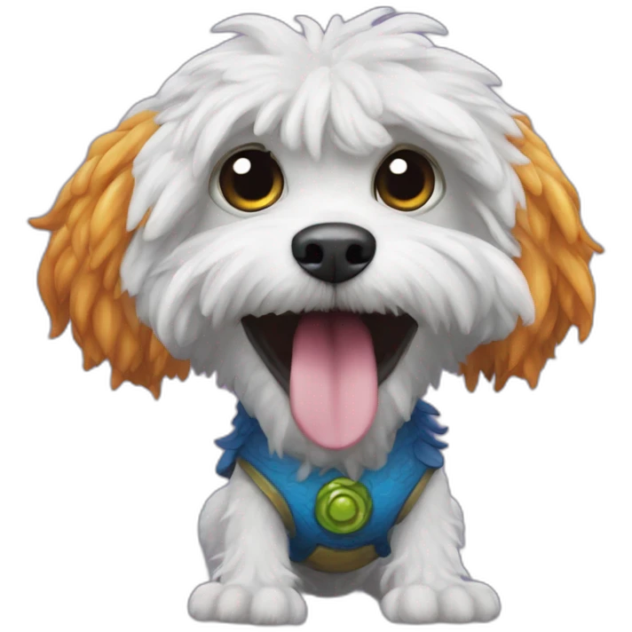 White cavapoo as Murloc from World of Warcraft  emoji