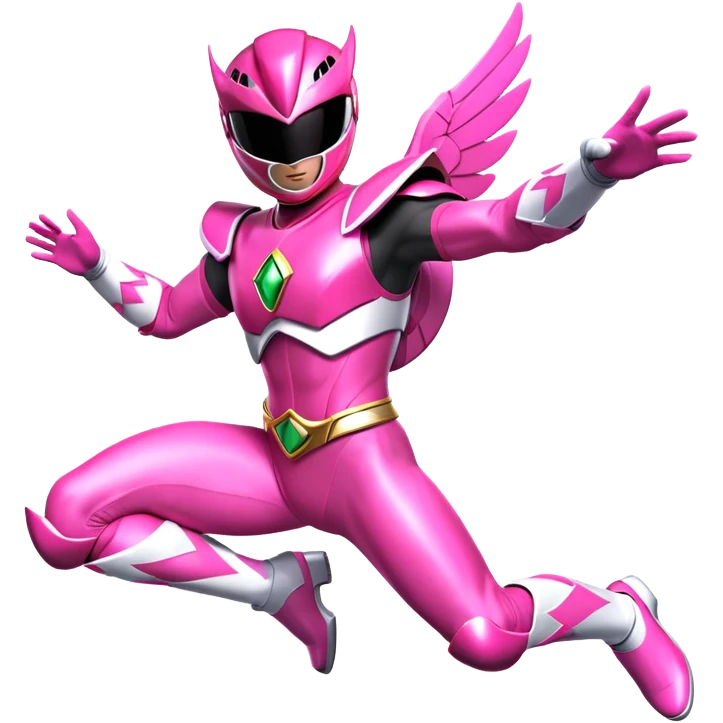 Pink power ranger flying emoji