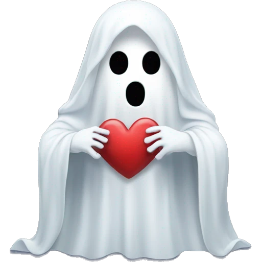 A ghost holding out a heart emoji