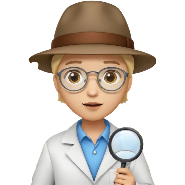 A 3D cartoon scientist wearing a hat and holding a magnifying glass close to bright flowers, curious expression, detailed Memoji-style realism.A 3D cartoon scientist wearing a hat and holding a magnifying glass close to bright flowers, curious expression, warm daylight. emoji