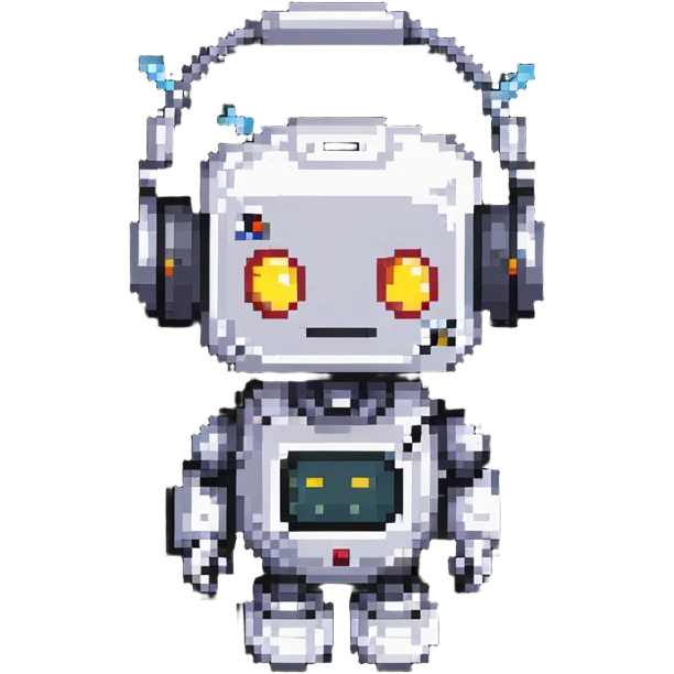 Cute little robot with headphones on his head emoji