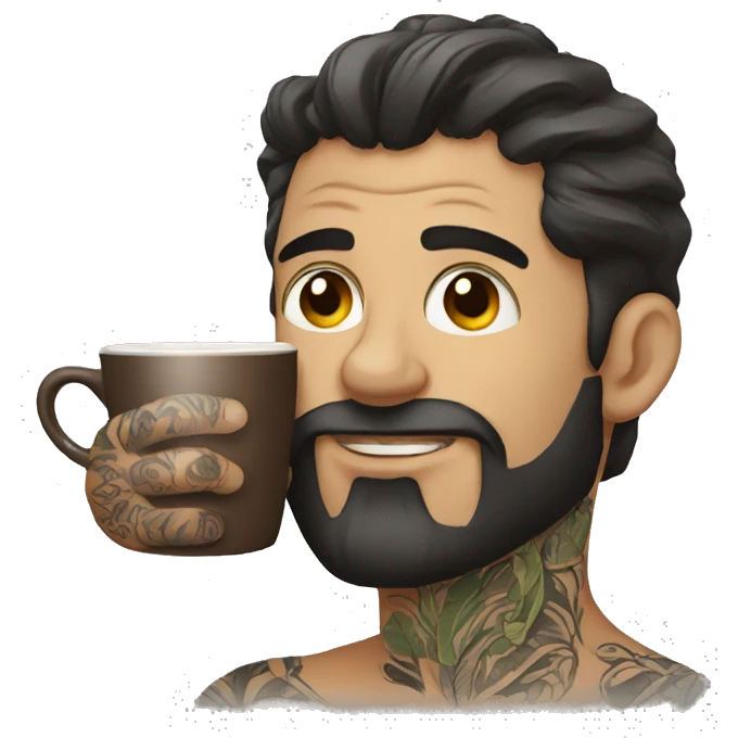 tattooed men drinking coffee emoji