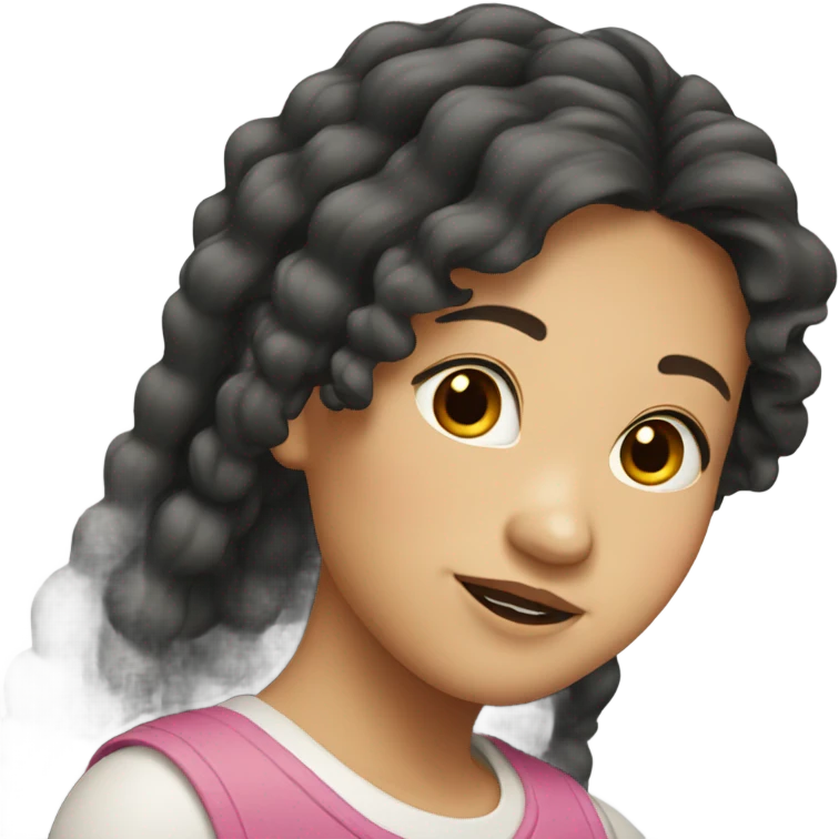 asian girl with long crimped hair emoji