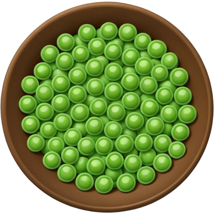 loose scatter of bright green peas, slightly frosted matte surface suggesting frozen state, round smooth uniform size, subtle variation in hue, no bowl or extras, soft lighting, subtle shadows, emoji scale emoji