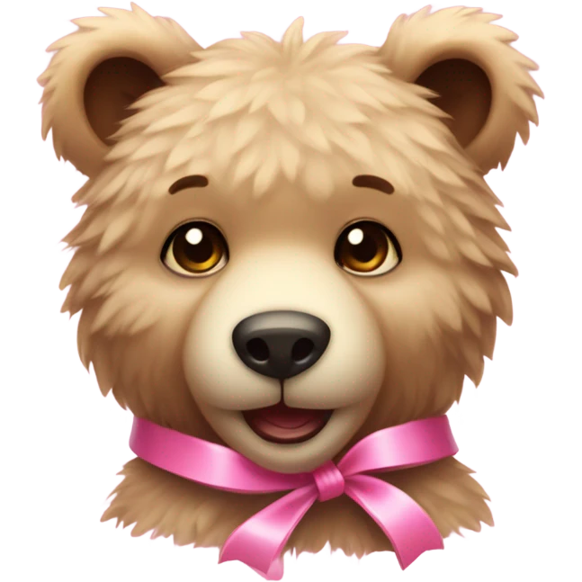 cub bear wearing a pink ribbon  emoji