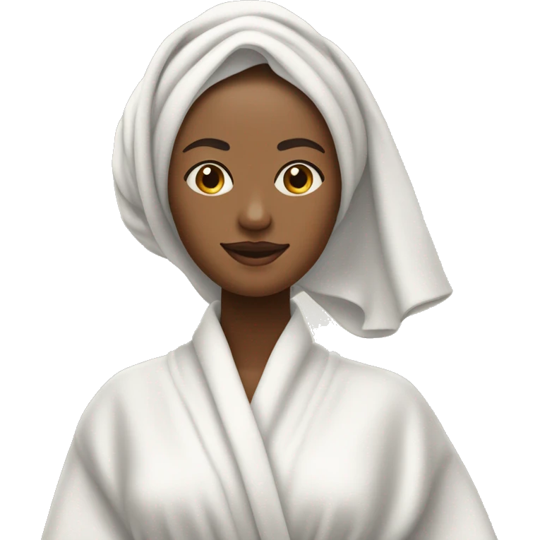 skin care on a woman’s face and she has a towel on her head and a robe on  emoji