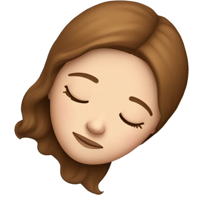White girl with frekles Brown straight hair sleeping peacfully on a pillow  emoji