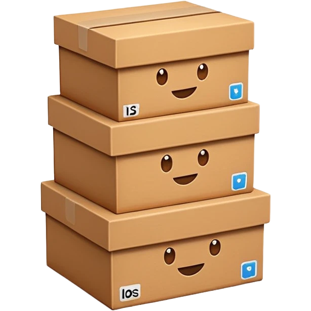 emoji of three classic brown boxes emoji