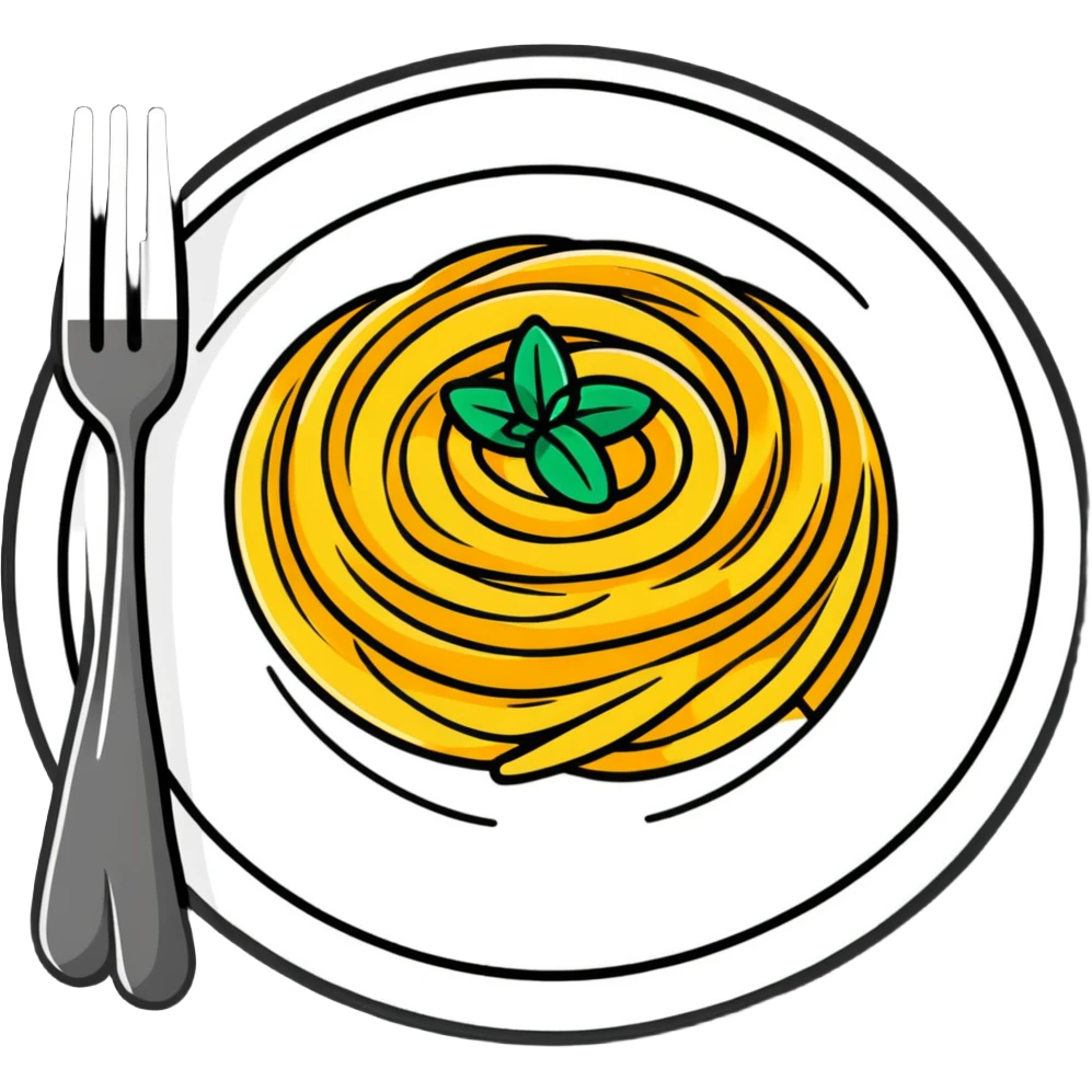 Italian pasta plate with fork emoji