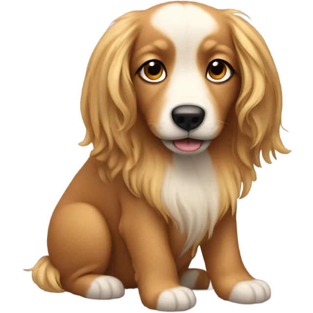 Make Dog, With, a Where Long Hair And very cute emoji