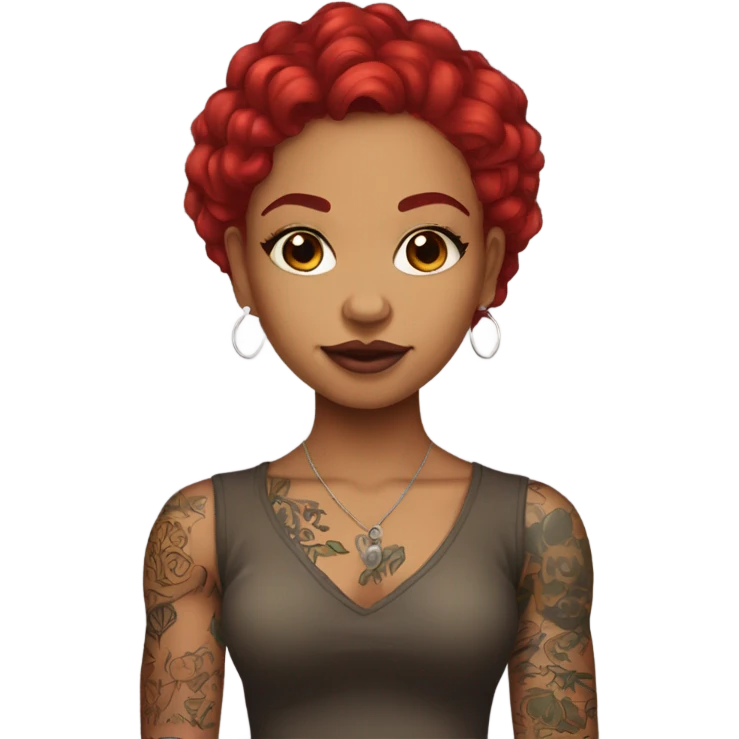 Pretty lightskin girl with red hair and tattoos emoji