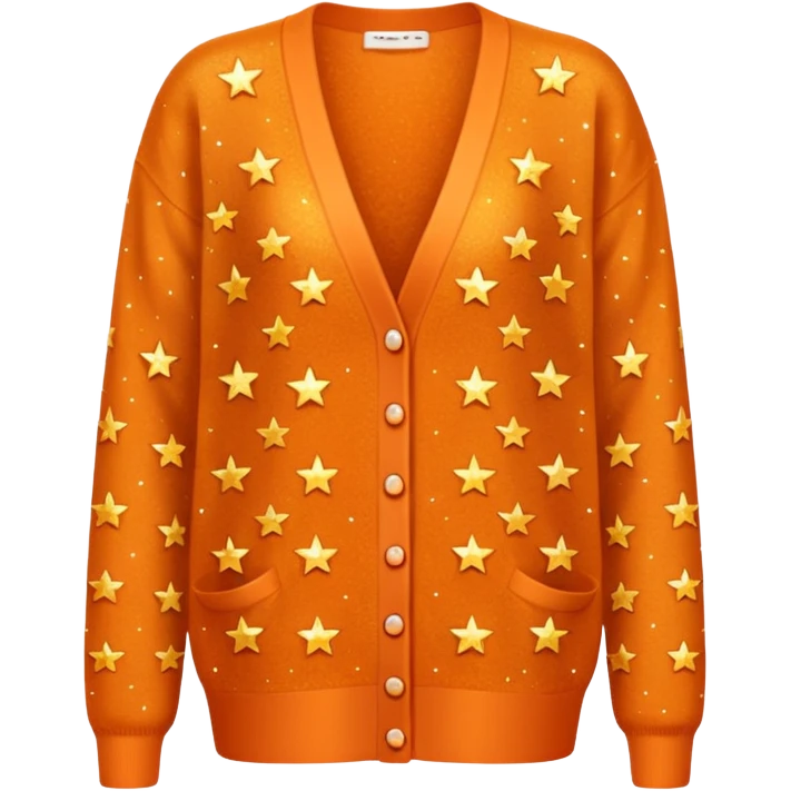 Orange glitter cardigan with small orange stars emoji