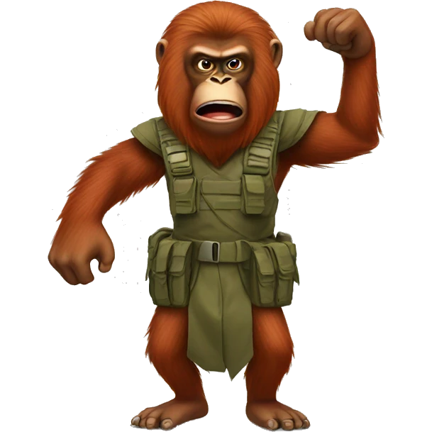 Angry orangutan in a combat outfit  emoji
