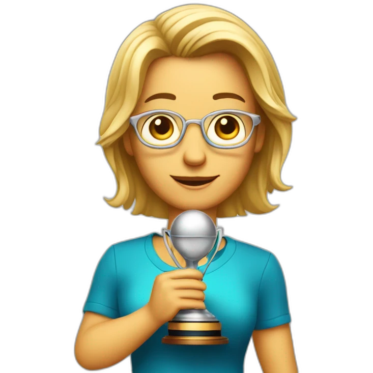 television game show host, lost in thought, holding a trophy emoji