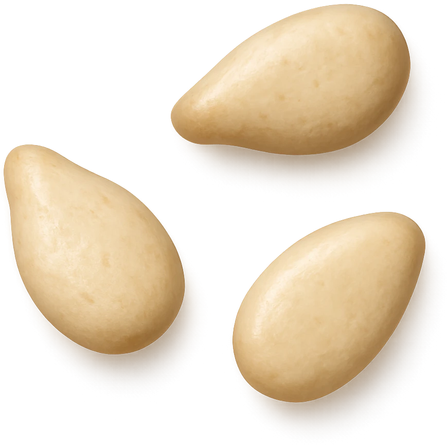 three sesame seeds, realistic, detailed emoji