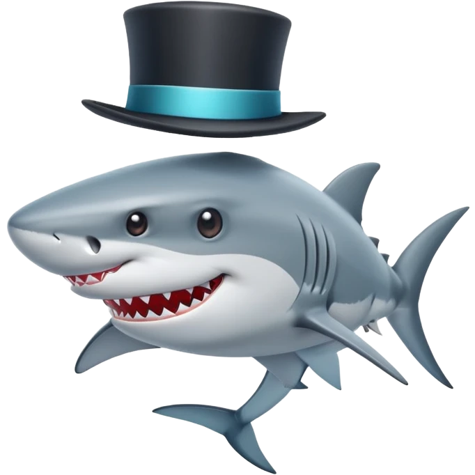 Shark with a top hat emoji