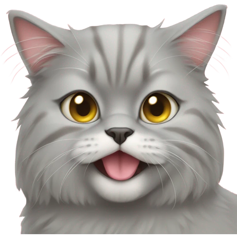 Persian grey cat licking her face emoji