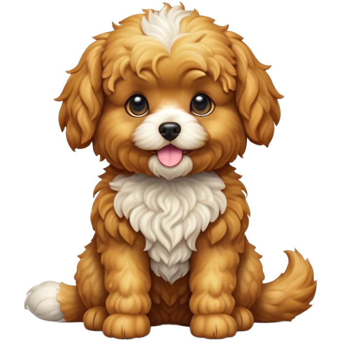 cinematic-[cavoodle dog]-realistic-full-body-sitting-emoji,-tail-resting-loosely-beside-its-paws,-head-tilted-dramatically,-curly-[solid golden]-fur that looks like fried chicken,-simplified-yet-realistic-focused-features,-highly-detailed,-glowing-with-an-almost-sarcastic-glow emoji