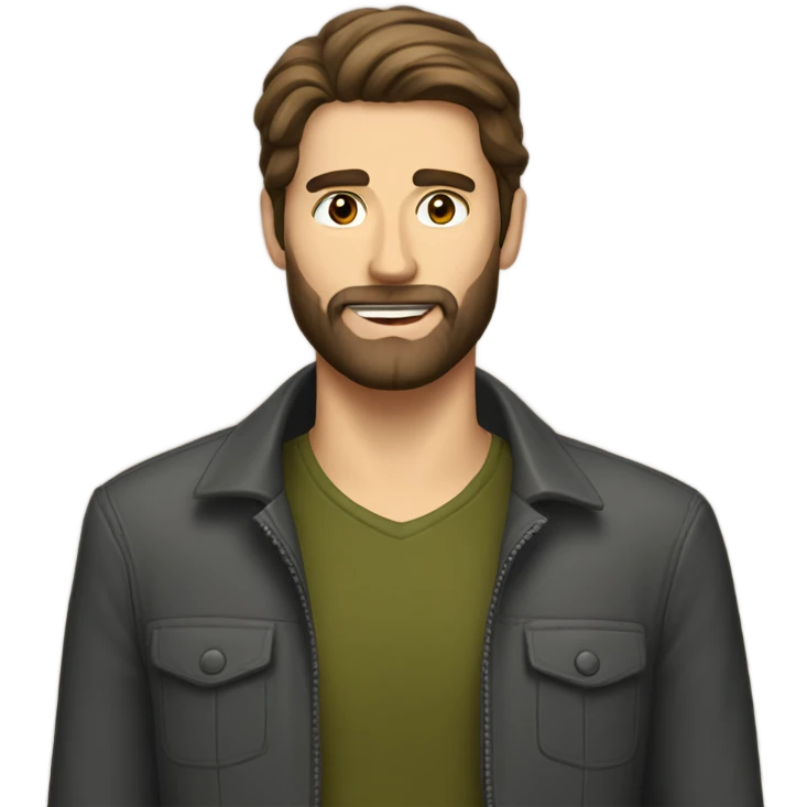 Handsome brunette with beard white man emoji