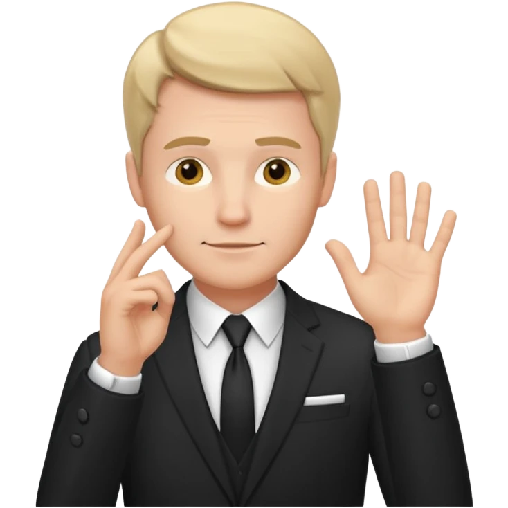 white man in formal suit in thought, shows something with his hand emoji
