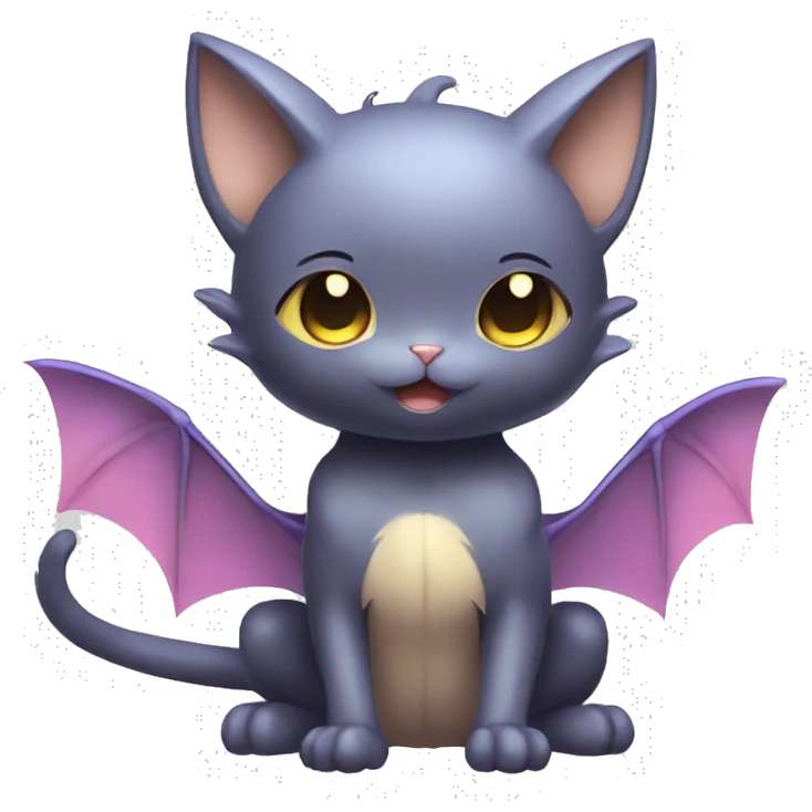 Kawaii Chibi Cat-Bat-Butterfly-Pokémon-Fakémon Full Body emoji