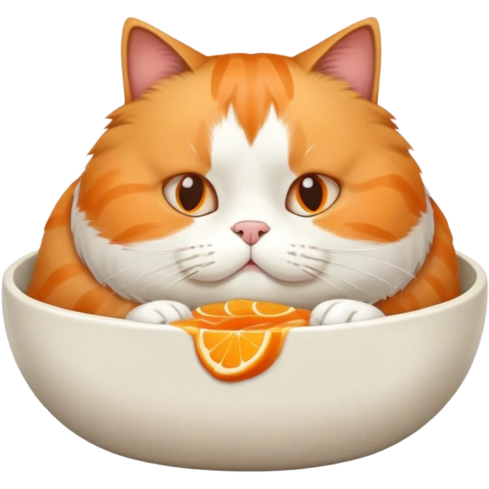 Fat cat eating from food bowl emoji