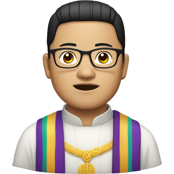 hmong priest with black hair, and glasses emoji