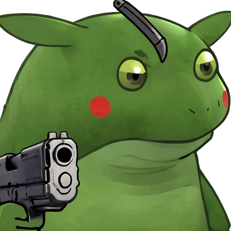 Pikachu with big gun emoji