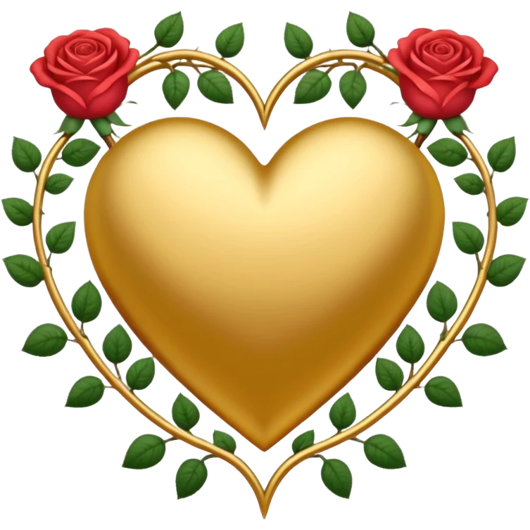 golden heart with rose vine border emoji