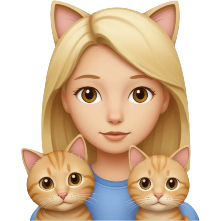 Blonde girl with a beige tabby cat emoji