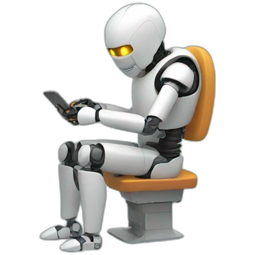 human texting with robot emoji