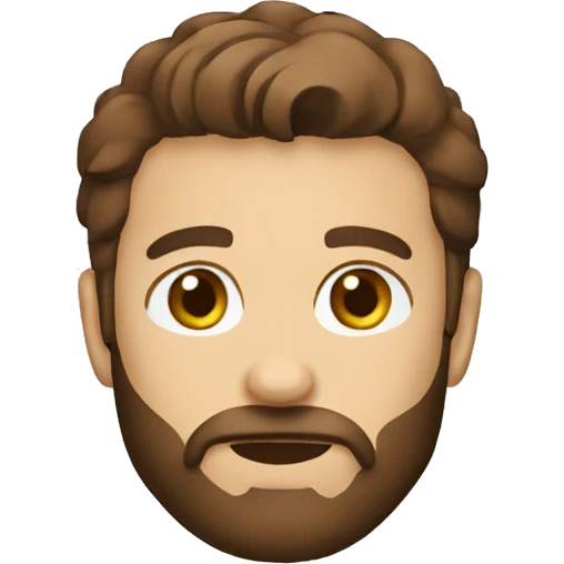 Construction man brown hair beard long face emoji