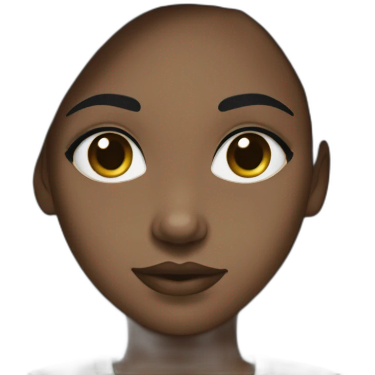 Black girl with dark brown bright eyes and long black hair parted with a widow's peak and pastel green shirt emoji