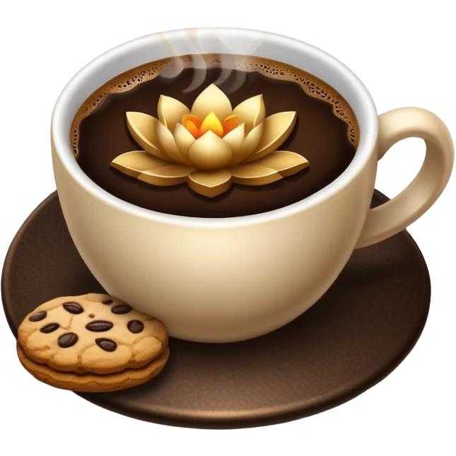 coffee with lotus cookie emoji