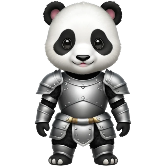 baby panda in armor, full body, smile emoji