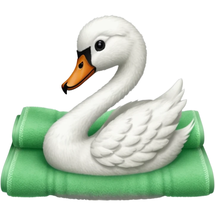 A swan made from a green terrycloth towel emoji