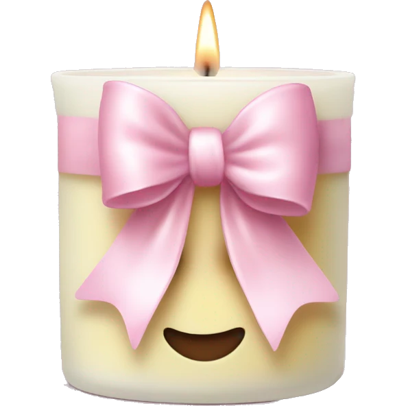 vanilla scented candle with light pink bow emoji