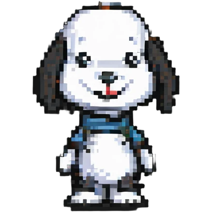 Snoopy standing and smiling pixel art emoji
