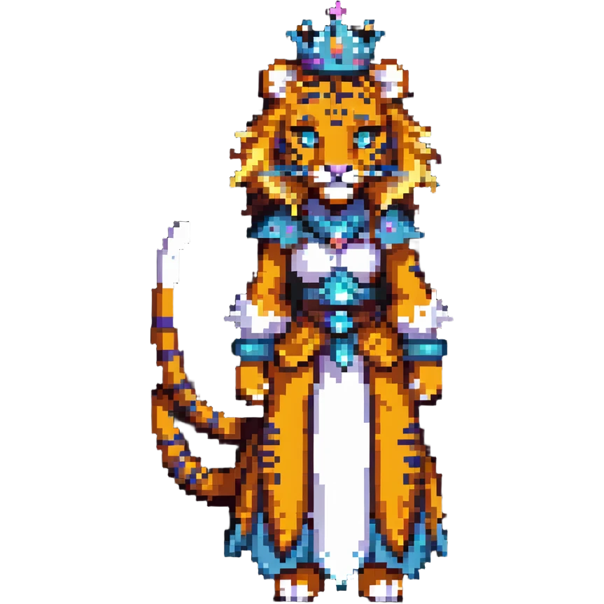 tiger human princess, pixel art style emoji