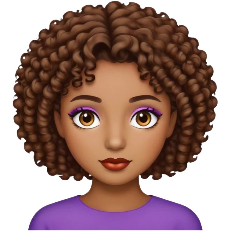 pretty brown skin, short hair curly, baddie with makeup emoji