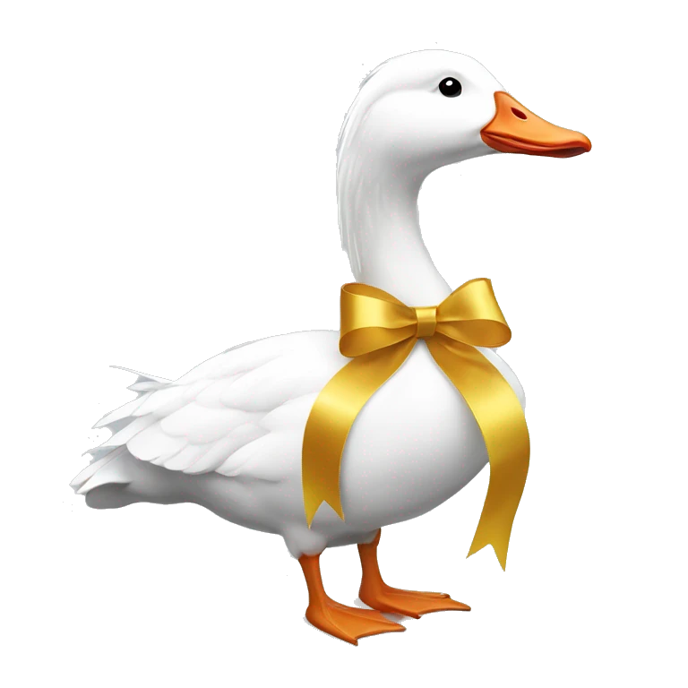 White goose and golden ribbon emoji