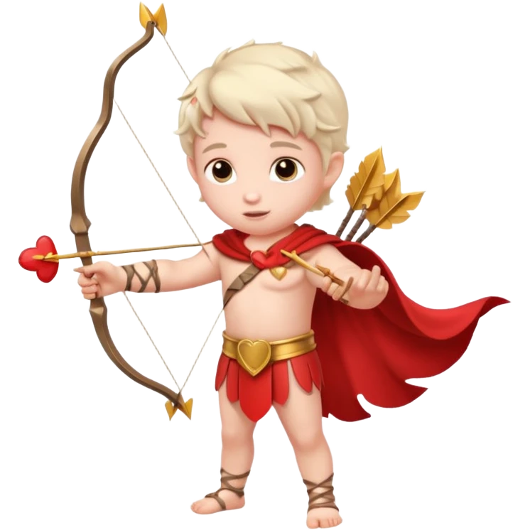 Cupid with his magical bow and arrow shooting love hearts emoji