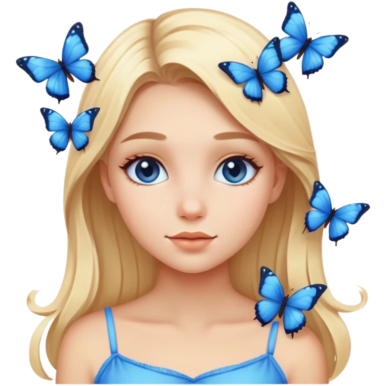 Blonde girl with blue butterflies  emoji