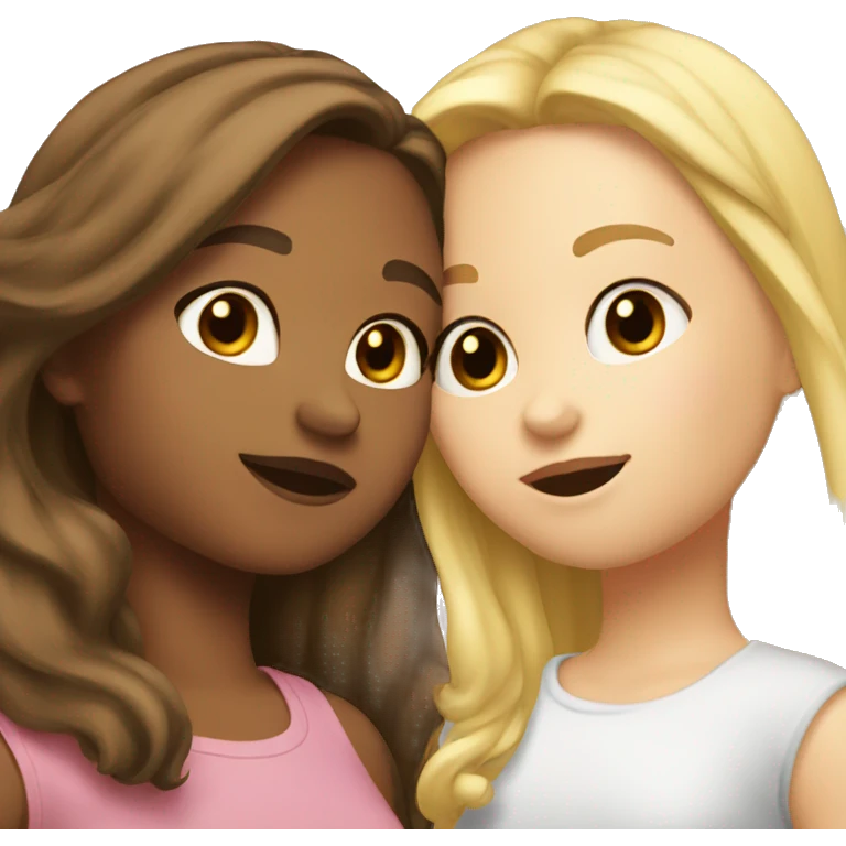 girl with brown hair kissing girl with blonde hair emoji