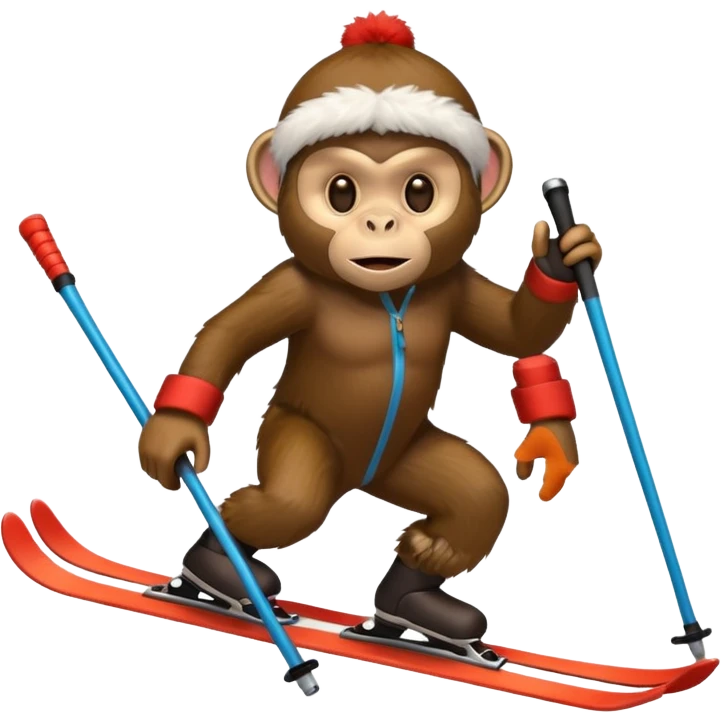 scary skiing monkey  emoji