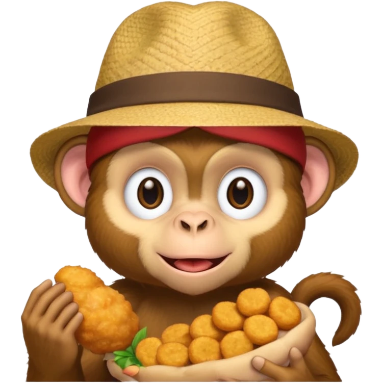 Monkey with a hat and chicken nuggets emoji