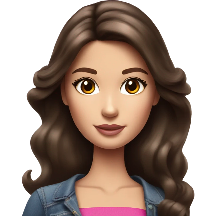 Beautiful Barbie brunette drawing on a tablet emoji