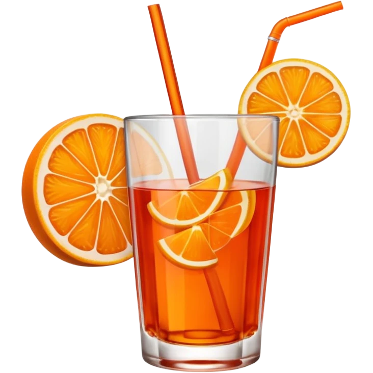 Mach mir einen Aperol in Emoji Stil - eine Orangenscheibe im Glas und ein Strohhalm - keine Deko am Glas oben emoji